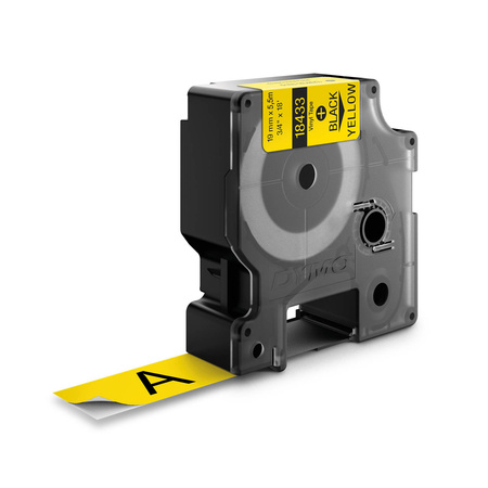 Taśma Dymo 18433 19mm x 5.5m żółta/czarny nadruk winylowa