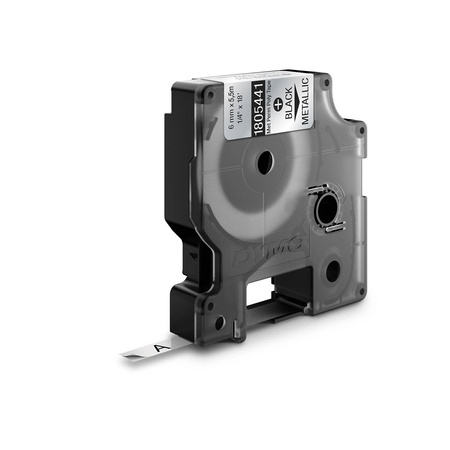 Taśma Dymo 1805441 6mm x 5.5m metaliczny/czarny nadruk poliestrowa trwała
