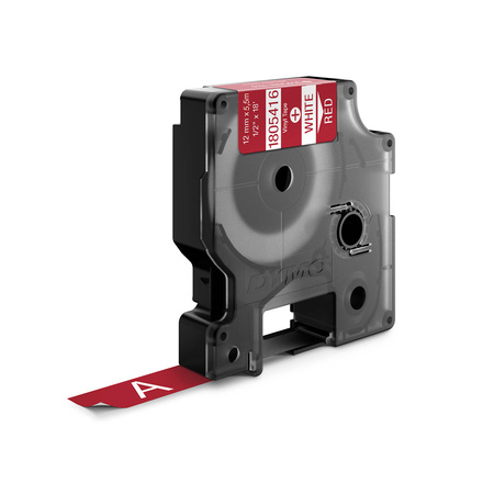 Taśma Dymo 1805416 12mm x 5.5m czerwona/biały nadruk winylowa