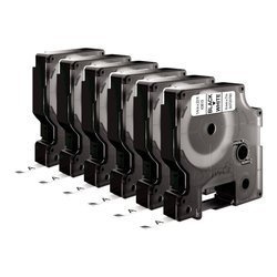 Taśma Dymo 43613 D1 6 mm x 7 m biała/czarny nadruk Pakiet 6 sztuk