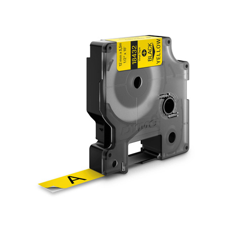 Taśma Dymo 18432 12mm x 5.5m żółta/czarny nadruk winylowa