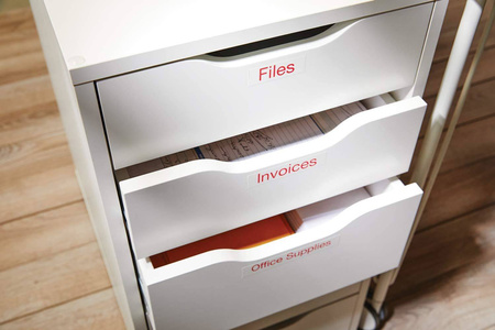 Taśma Dymo 45015 D1 12mm x 7m biała/czerwony nadruk S0720550