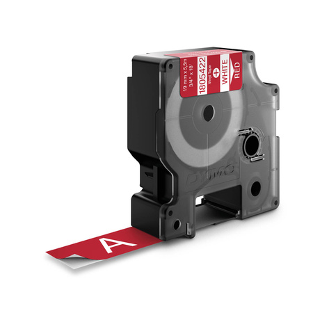 Taśma Dymo 1805422 19mm x 5.5m czerwona/biały nadruk winylowa