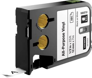 Taśma XTL 12mm x 7m biała/czarny nadruk winylowa trwała 1868751