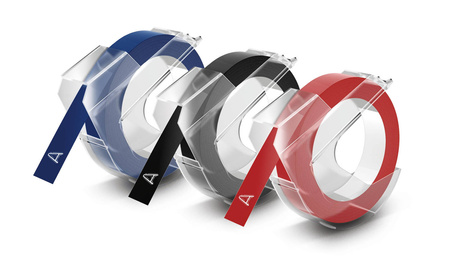 Taśma Dymo 3D 9mm x 3m mix czarna czerwona niebieska do wytłaczarek blister S0847750