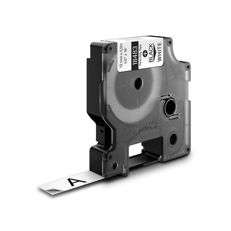 Taśma Dymo 18483 12mm x 5.5m biała/czarny nadruk poliestrowa trwała