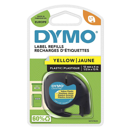 Taśma Dymo S0721620 Letratag 12mm x 4m żółta plastikowa
