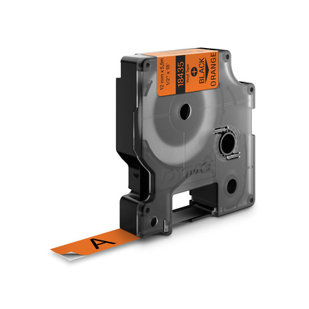 Taśma Dymo 18435 12mm x 5.5m pomarańczowa/czarny nadruk winylowa