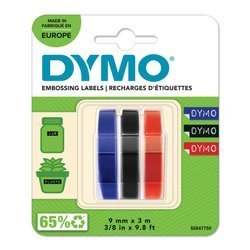 Taśma Dymo 3D 9mm x 3m mix czarna czerwona niebieska do wytłaczarek blister S0847750