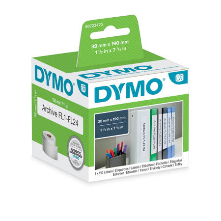 Etykiety Dymo 1 x 110 99018 38mm x 190mm białe papierowe S0722470