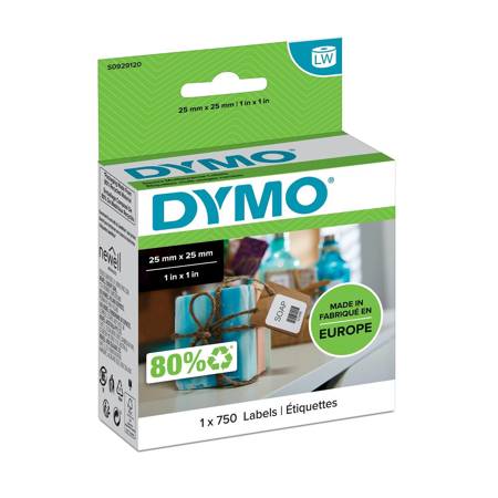 Etykiety Dymo 1 x 750 25mm x 25mm białe papierowe S0929120